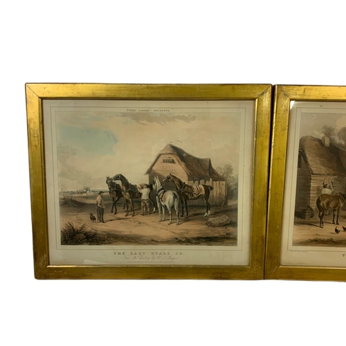 325 - 2 Edwardian gilt framed Georgian style prints. 53x44cm