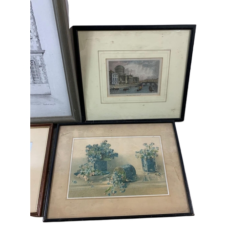 343 - Quantity of prints and a watercolour painting by Fred McMillan of Scrabo Tower. 2 Norther Ireland th... 