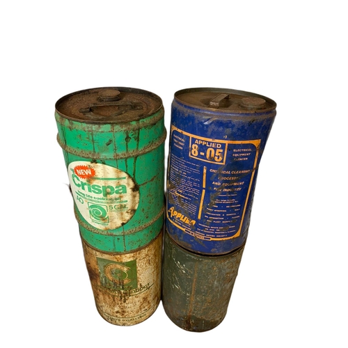 376 - 7 vintage oil drums. Castrol, Shell etc. 50cm