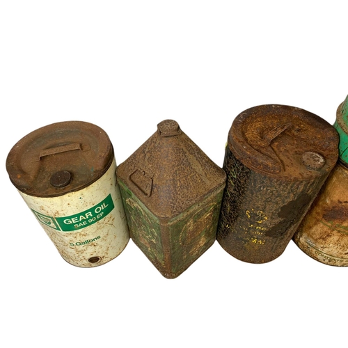 376 - 7 vintage oil drums. Castrol, Shell etc. 50cm