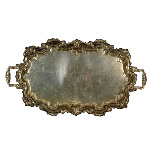 504 - Large early 20th century silver plated serving tray. 67/37cm