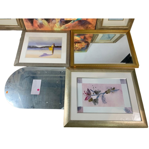 508 - Quantity of prints and 2 mirrors. Largest 100x100cm