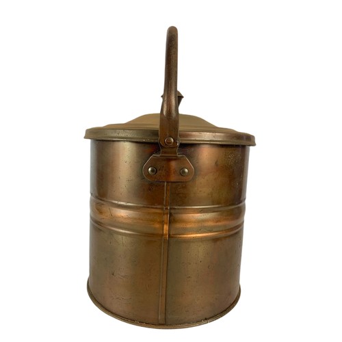 355 - Vintage copper coal bucket and companion set. 33x35cm