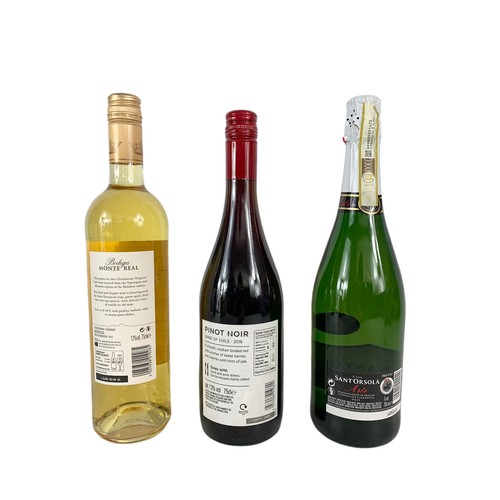 358 - 2 bottles of wine and a bottle of champagne. Bodega Monte Real, Pinot Noir and Casa Sant Orsola Asti