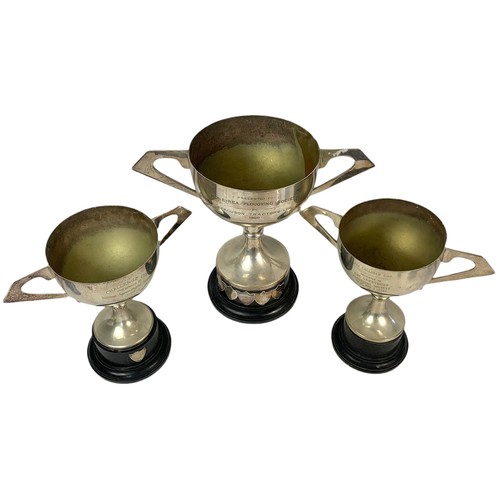 515 - 3 large silver plated trophies. Presented by Kilroot Agricultural Society, Ferguson Tractors LTD and... 