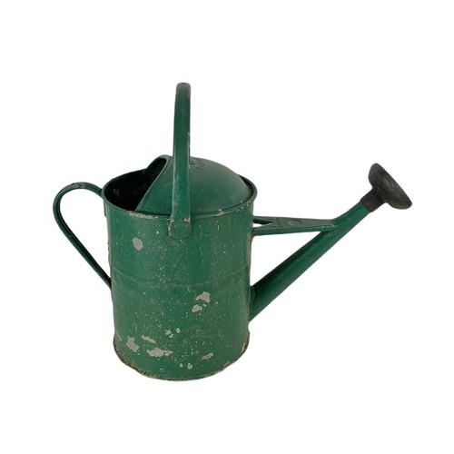 385 - 3 vintage brass planters and a galvanised watering can. 54/42cm.