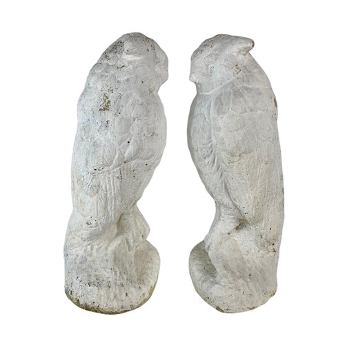 373 - Pair of concrete garden owl figures. 46cm