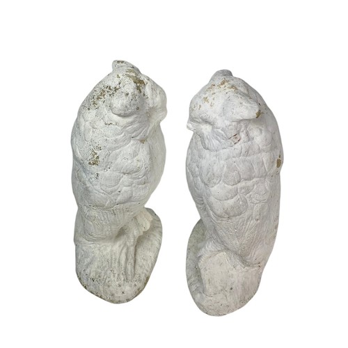 373 - Pair of concrete garden owl figures. 46cm