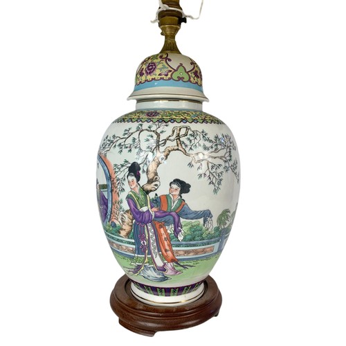 538 - Large Japanese pottery lamp. 61cm