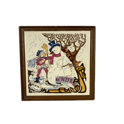 551 - 4 vintage Dutch framed tiles from Regina studios. 17/17cm