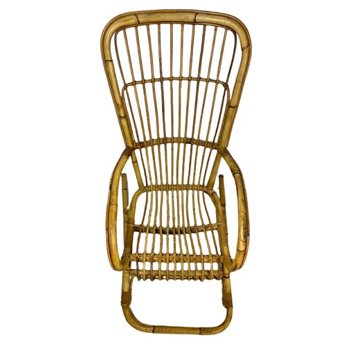 996 - Italian 1960’s mid century high back bamboo rocking chair. 108cm