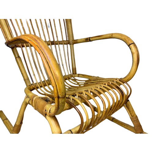 996 - Italian 1960’s mid century high back bamboo rocking chair. 108cm