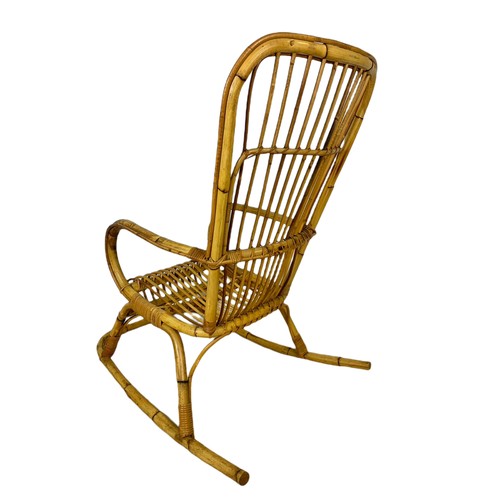 996 - Italian 1960’s mid century high back bamboo rocking chair. 108cm