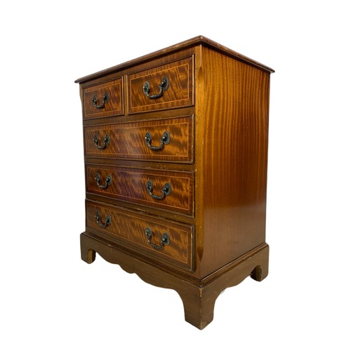 1029 - Georgian style inlaid mahogany chest of drawers. 62.5x41x74cm