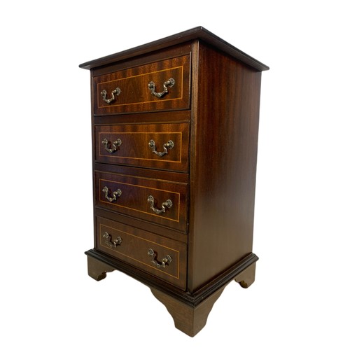 1028 - Small Georgian style inlaid mahogany chest of drawers. 45.5x35.5x69cm