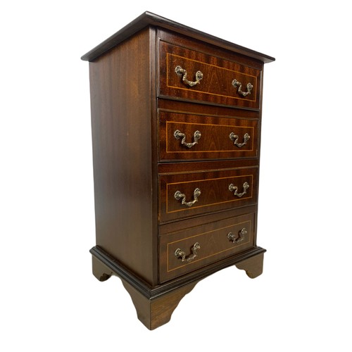 1028 - Small Georgian style inlaid mahogany chest of drawers. 45.5x35.5x69cm