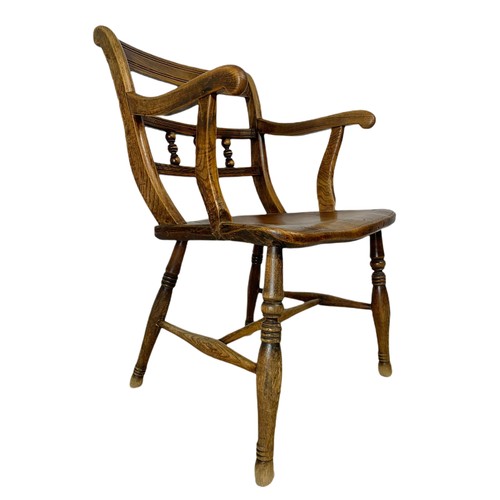 1027 - 19th century elm country house armchair.