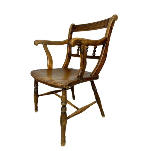 1027 - 19th century elm country house armchair.