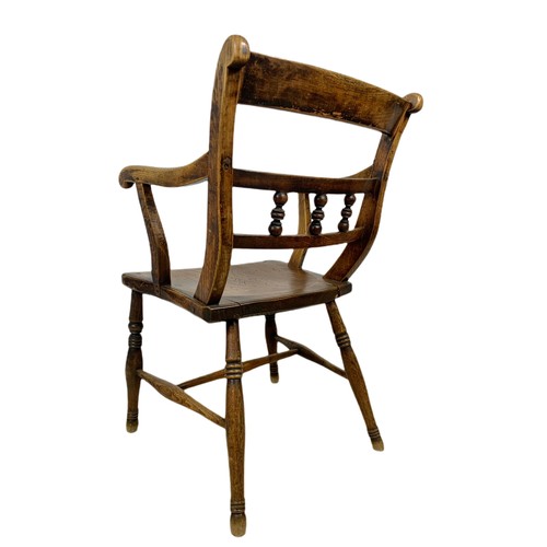 1027 - 19th century elm country house armchair.