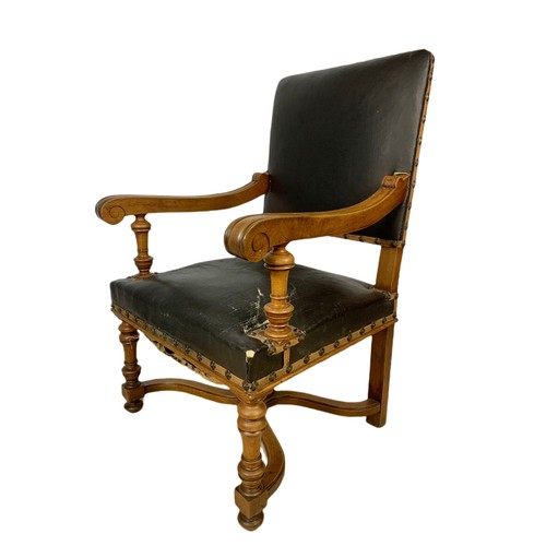 1024 - Late 19th century continental walnut armchair in the 17th century style