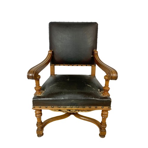 1024 - Late 19th century continental walnut armchair in the 17th century style