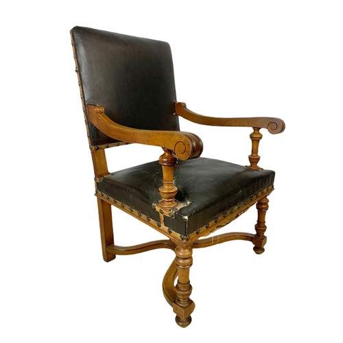 1024 - Late 19th century continental walnut armchair in the 17th century style