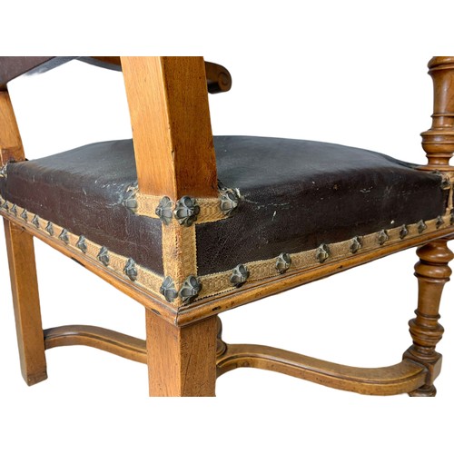 1024 - Late 19th century continental walnut armchair in the 17th century style