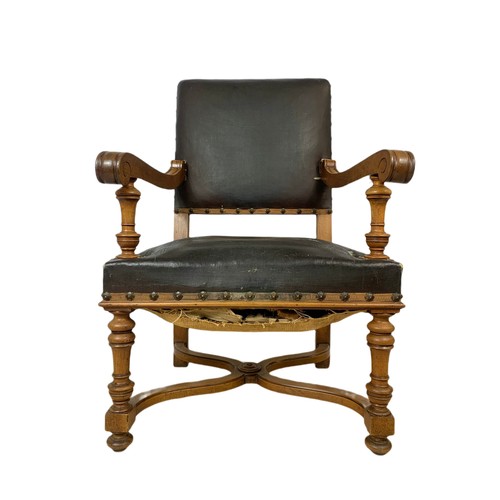 1024 - Late 19th century continental walnut armchair in the 17th century style