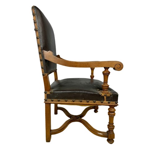 1024 - Late 19th century continental walnut armchair in the 17th century style