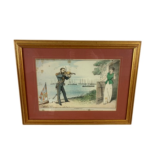 370 - Set of 6 19th century Weekly Freeman cartoon prints in a gilt frame. 61.5/46cm