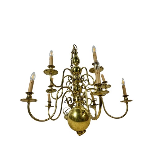 576 - Large vintage brass chandelier. 85x167cm including chain, vase 85x85cm