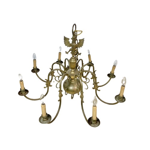 577 - Large vintage brass chandelier. Including chain 88x150, base 88x69cm