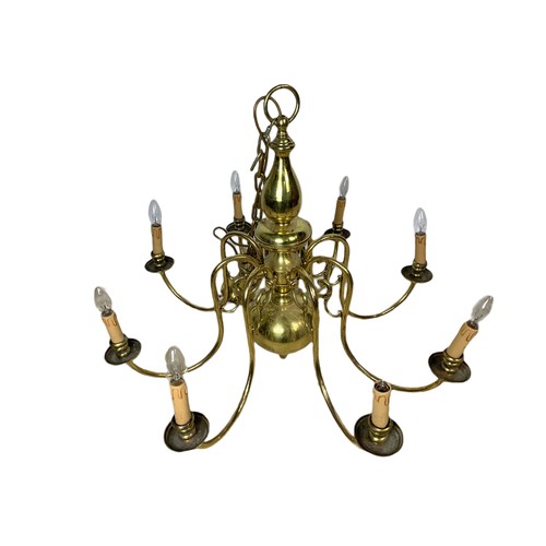 578 - Large vintage brass chandelier. Including chain 82/144cm, base 82/66cm