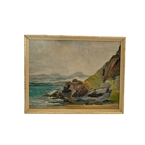 630 - 2 oil paintings by E. Bryce and Nora Colton and 2 early 20th century gilt framed prints. Largest 28/... 