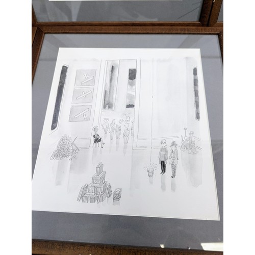 612 - 8 framed Cartoon drawings