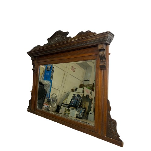 1074 - Large Edwardian overmantle mirror. 139.5x104.5cm.