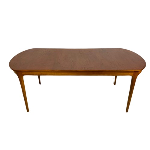 1081 - S. Form teak mid century dining table, 200cm x 91cm x 76cm