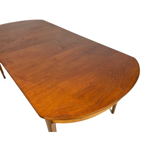 1081 - S. Form teak mid century dining table, 200cm x 91cm x 76cm