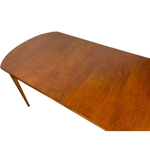 1081 - S. Form teak mid century dining table, 200cm x 91cm x 76cm