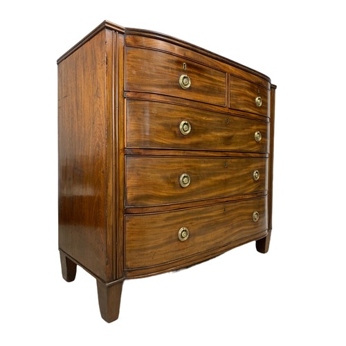 996a - Large Georgian mahogany bow front chest of drawers. 96x51.5x97cm