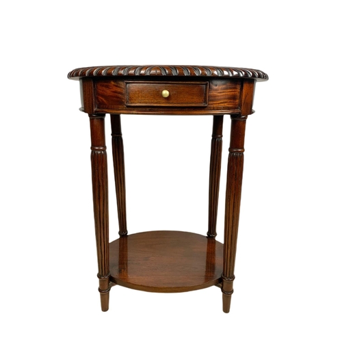 1127 - Carved mahogany side table with drawer. 59x46x76cm