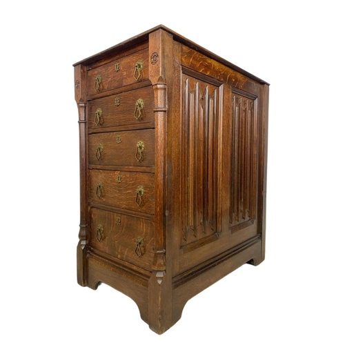 1087 - Deep Victorian oak chest of drawers. 51x80x93cm