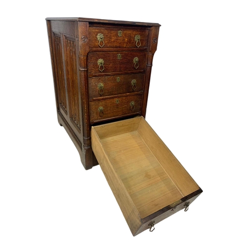 1087 - Deep Victorian oak chest of drawers. 51x80x93cm