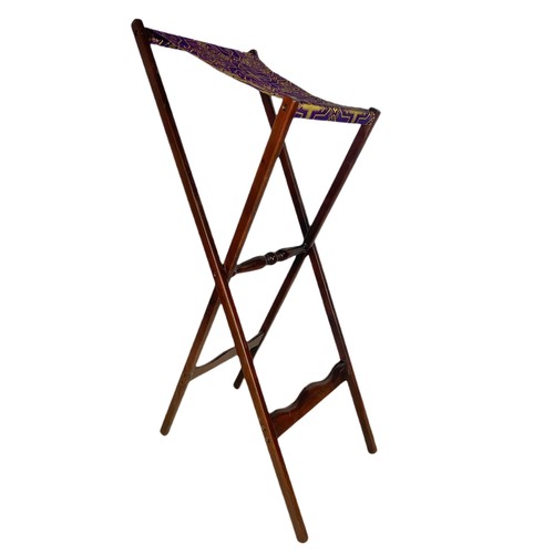 1117 - Vintage mahogany folding reading stand. 128cm