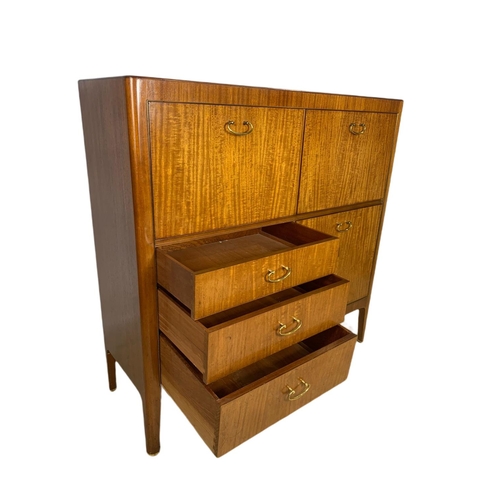 1093 - 1960’s teak mid century cocktail/writing cabinet with fitted interior.  114/41/114cm