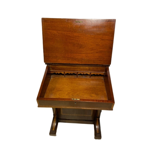 1116 - Edwardian inlaid mahogany davenport desk, 54cm x 54cm x 89cm