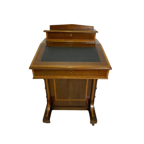 1116 - Edwardian inlaid mahogany davenport desk, 54cm x 54cm x 89cm