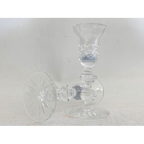 601 - Pair of Waterford Crystal candlesticks. 15cm