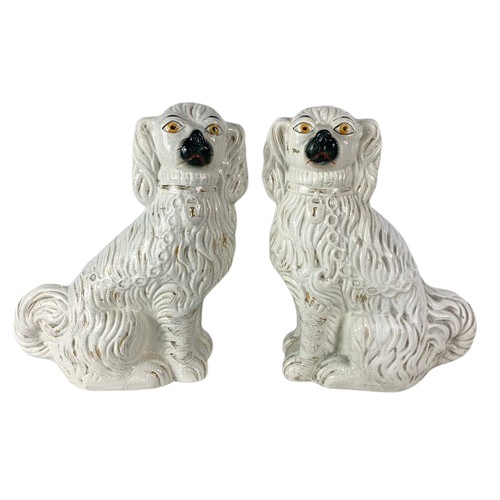 427a - Pair of large Victorian Staffordshire pottery dogs. 31x40cm