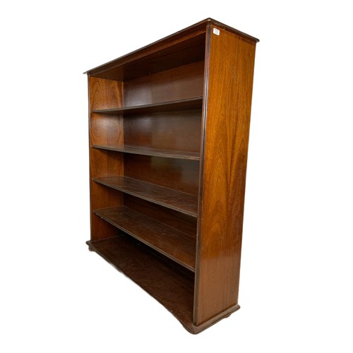 1138 - Large mahogany shelving unit, 143x36x150cm